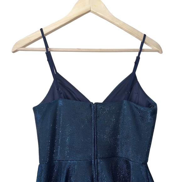 Camille La Vie Navy Blue Shimmer Sparkle Flare Party Dress Prom Cocktail 5/6 5 6 - Picture 6 of 8